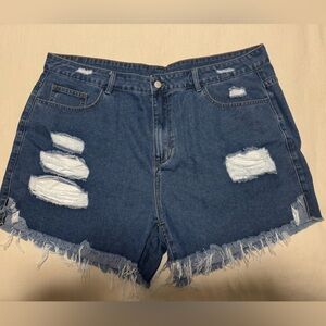 SHEIN Ripped Blue Jean Shorts